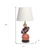 22" Brown Geometric Table Lamp With Beige Drum Shade