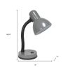 14" Gray Metal Swing Arm Table Lamp LED