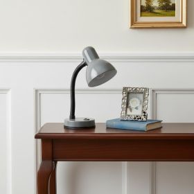 14" Gray Metal Swing Arm Table Lamp LED