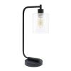 19" Black Iron Lantern Table Lamp With Clear Cylinder Shade
