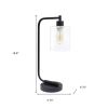 19" Black Iron Lantern Table Lamp With Clear Cylinder Shade