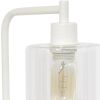 19" White Iron Lantern Table Lamp With Clear Cylinder Shade