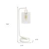 19" White Iron Lantern Table Lamp With Clear Cylinder Shade