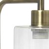 19" Antiqued Brass Metal Lantern Table Lamp LED With Clear Cylinder Shade
