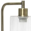 19" Antiqued Brass Metal Lantern Table Lamp LED With Clear Cylinder Shade