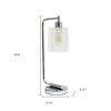 19" Silver Iron Lantern Table Lamp With Clear Cylinder Shade