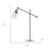 28" Silver Metal Table Lamp With Clear Cylinder Shade