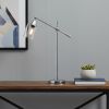 28" Silver Metal Table Lamp With Clear Cylinder Shade