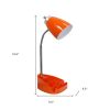 19" Orange Swing Arm USB Table Lamp