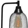 19" Black Metal Lantern Table Lamp With Black Globe Shade