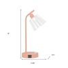 16" Blush Metal USB Table Lamp With Clear Globe Shade