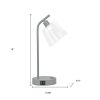 16" Gray Metal USB Table Lamp With Clear Globe Shade