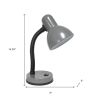 14" Gray Metal Swing Arm Table Lamp