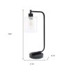 19" Black Metal Lantern Table Lamp LED With Clear Cylinder Shade