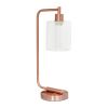 19" Rose Gold Metal Lantern Table Lamp LED With Clear Cylinder Shade
