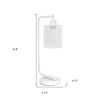 19" White Metal Lantern Table Lamp LED With Clear Cylinder Shade