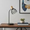 18" Black Iron Table Lamp With Black Globe Shade