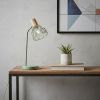 18" Green Iron Table Lamp With Green Globe Shade