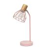 18" Light Pink Iron Table Lamp With Light Pink Globe Shade