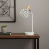 18" White Iron Table Lamp With White Globe Shade