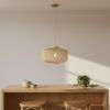 Natural Silver Gold And Clear Unique Statement Rattan Ceiling Light With Natural Shades