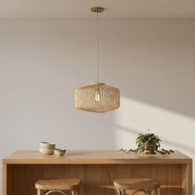 Natural Silver Gold And Clear Unique Statement Rattan Ceiling Light With Natural Shades