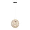 Natural And Black Rattan Ceiling Light With Natural Shades
