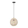 Natural And Black Rattan Ceiling Light With Natural Shades