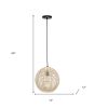 Natural And Black Rattan Ceiling Light With Natural Shades
