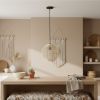 Natural And Black Rattan Ceiling Light With Natural Shades