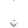 Nickel And Clear Sphere Three Light Iron Ceiling Light With Nickel Shades