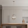 Nickel And Clear Sphere Three Light Iron Ceiling Light With Nickel Shades