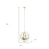Clear And Gold Sphere Three Light Iron Ceiling Light With Gold Shades