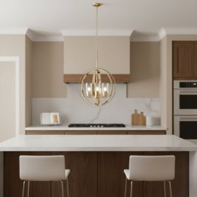 Clear And Gold Sphere Three Light Iron Ceiling Light With Gold Shades