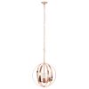 Rose Gold And Clear Sphere Three Light Iron Ceiling Light With Rose Gold Shades