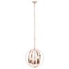 Rose Gold And Clear Sphere Three Light Iron Ceiling Light With Rose Gold Shades