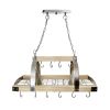 Brown And Silver Kitchen Island Two Light Metal Ceiling Light