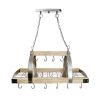 Brown And Silver Kitchen Island Two Light Metal Ceiling Light