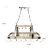 Brown And Silver Kitchen Island Two Light Metal Ceiling Light