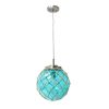 Aqua Silver And Natural Sphere Glass Ceiling Light With Aqua And Natural Shades