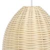 White And Natural Simple Rattan Ceiling Light With Natural Shades