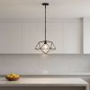 Black Caged Iron Ceiling Light With Rose Gold Shades