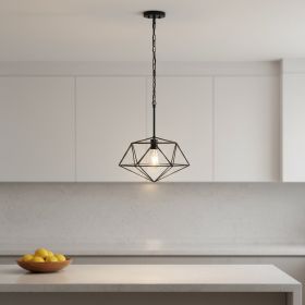 Black Caged Iron Ceiling Light With Rose Gold Shades