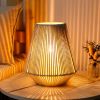 7" Beige Battery Operated Geometric String Shade Desk Lamp