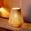 7" Beige Battery Operated Geometric String Shade Desk Lamp