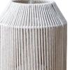 7" Beige Battery Operated Geometric Desk Lamp With Novelty Shade