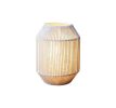 7" Beige Battery Operated Geometric Desk Lamp With Novelty Shade