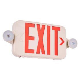 VEVOR LED Exit Sign with Emergency Lights, Two LED Adjustable Heads Emergency Exit Light with Battery Backup, Combo Red Letter Fire Exit Lighting