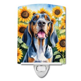 NEW American English Coonhound in Sunflowers Ceramic Night Light Compact, UL-Certified, Ideal for Bedroom, Bathroom, Nursery, Hallway, Kitchen, 6