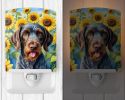 NEW German Wirehaired Pointer in Sunflowers Ceramic Night Light Compact, UL-Certified, Ideal for Bedroom, Bathroom, Nursery, Hallway, Kitchen, 6x4x3